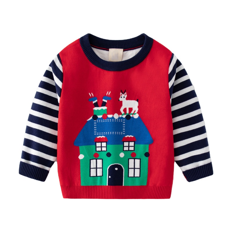 kids sweater cotton baby knitwear pullover cartoon boys knit jumps winter baby christmas sweater